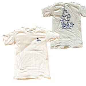 NEW Empyre Cream Blue Graphic T SHIRT Sailboat Palms Cotton TEE Mens SM Womens M